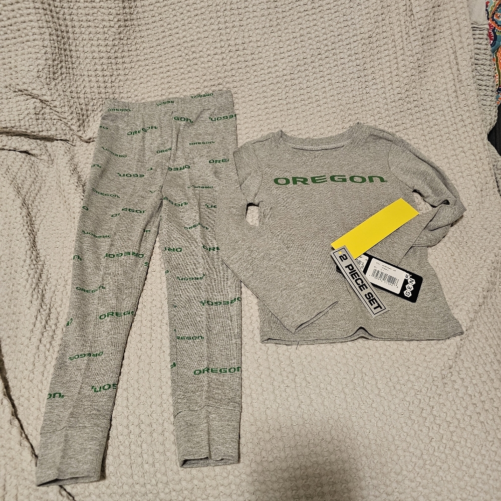 Oregon Ducks Kids Gray Pajama Set